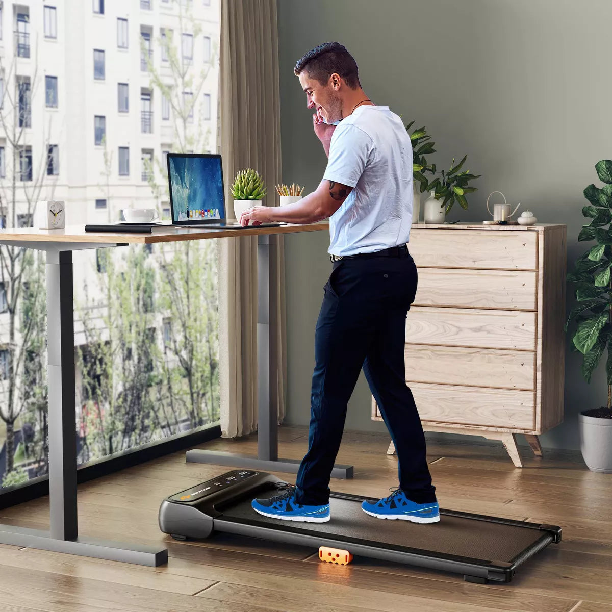 Costway Walking Pad under Desk Treadmill with Watch Remote LED Touch Screen for Home/Office