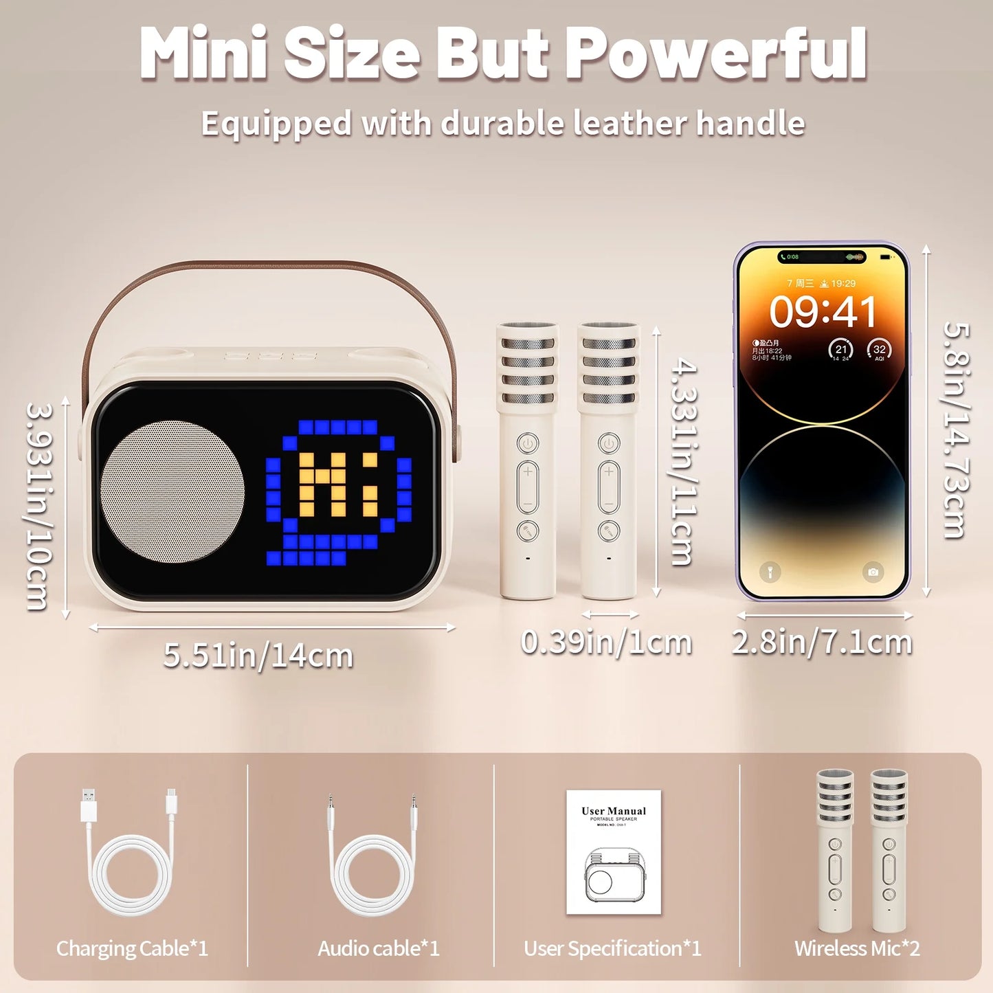 Karaoke Machine for Kids, Bluetooth Speaker with Microphone, Kids Karaoke Machine, 15 Animation Modes