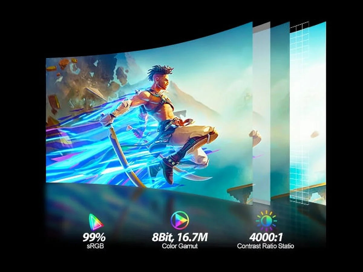 27" Curved Monitor, FHD 1080P 75Hz 1800R Ultra-Thin Bezel-Less VA Display HDMI VGA Port, Computer Monitor