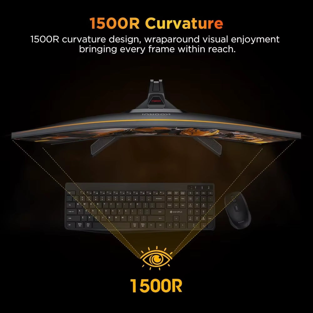 Monitors/Black 25 Inch Curved Gaming Monitor 240Hz FHD 1080P Computer Monitor, 1500R 1Ms GTG Display, Adaptive Sync, 90% DCI-P3