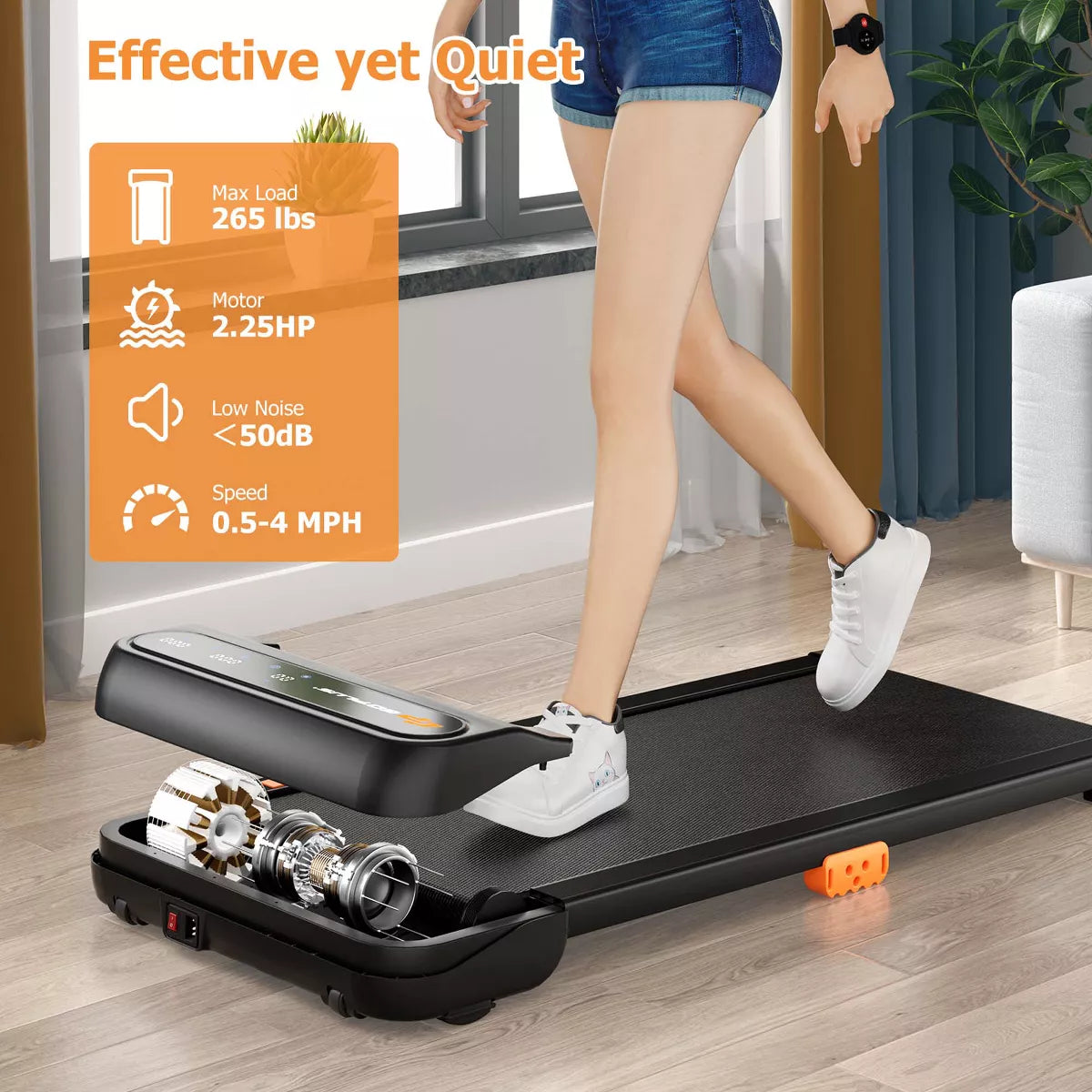 Costway Walking Pad under Desk Treadmill with Watch Remote LED Touch Screen for Home/Office