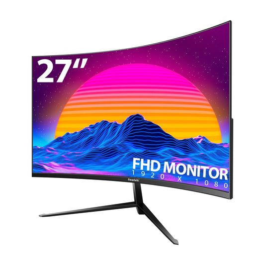 27" Curved Monitor, FHD 1080P 75Hz 1800R Ultra-Thin Bezel-Less VA Display HDMI VGA Port, Computer Monitor