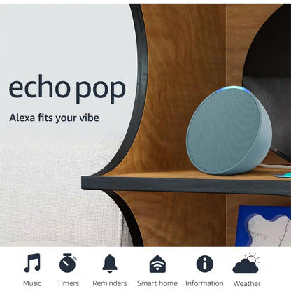 Echo Pop (1St Gen, 2023 Release) Full Sound Compact Smart Speaker with Alexa, Midnight Teal