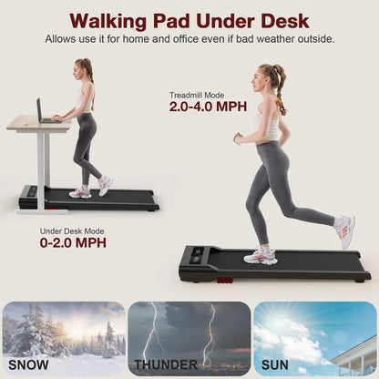 Walking Pad, under Desk Treadmill 300 Lb Capacity with LED Display for Home Office Walking/Running