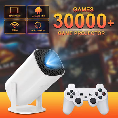 Android 11 Gaming Projector P30MAX 64GB TF Card Wireless Gaming Controller Dual WIFI 1280*720P Home Theater Portable Projector