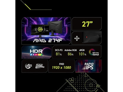 MAG 274F 27" 16:9 Full HD 200Hz IPS LCD Gaming Monitor, Black