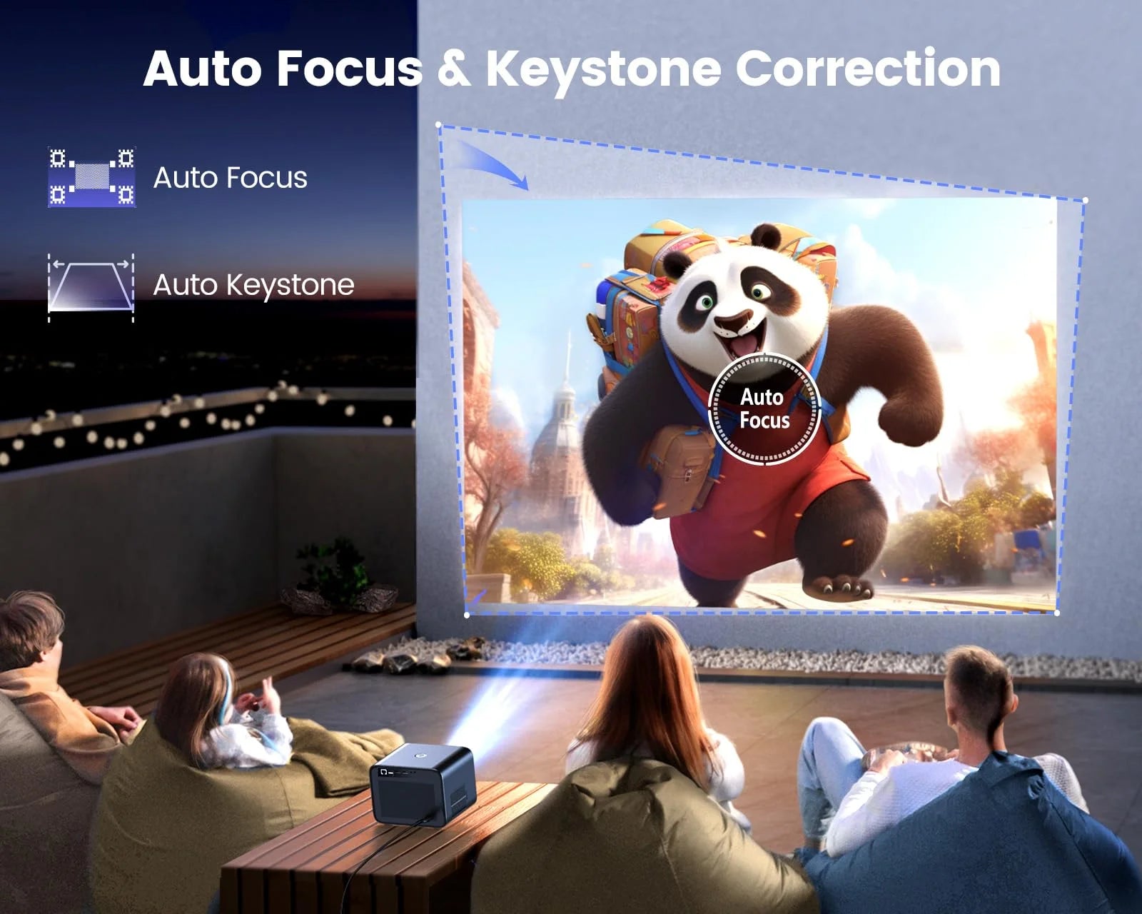[Netflix Certified & Dolby Audio]  4K Projector with Wifi and Bluetooth, 700ANSI Lumens, Auto Focus & 6D Keystone, Built-In Streaming Apps, Outdoor & Home Theater Movies