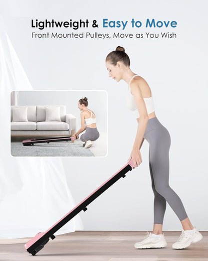 Walking Pad Treadmill with Incline, 5% Incline & 5MPH under Desk Portable Treadmill for Home Office, Compact & Small, Ultra Quiet with 300+ Lb Capacity
