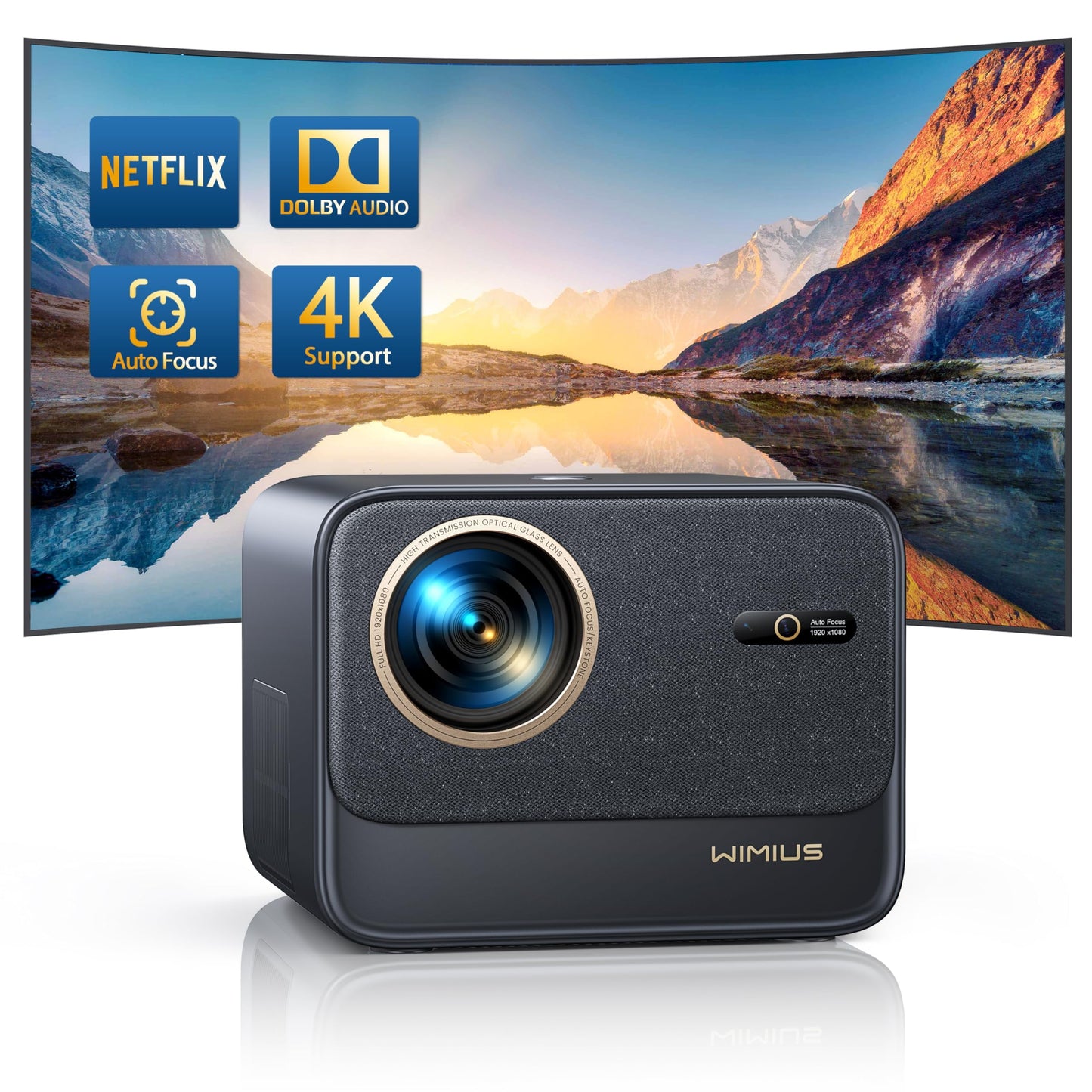 [Netflix Certified & Dolby Audio]  4K Projector with Wifi and Bluetooth, 700ANSI Lumens, Auto Focus & 6D Keystone, Built-In Streaming Apps, Outdoor & Home Theater Movies