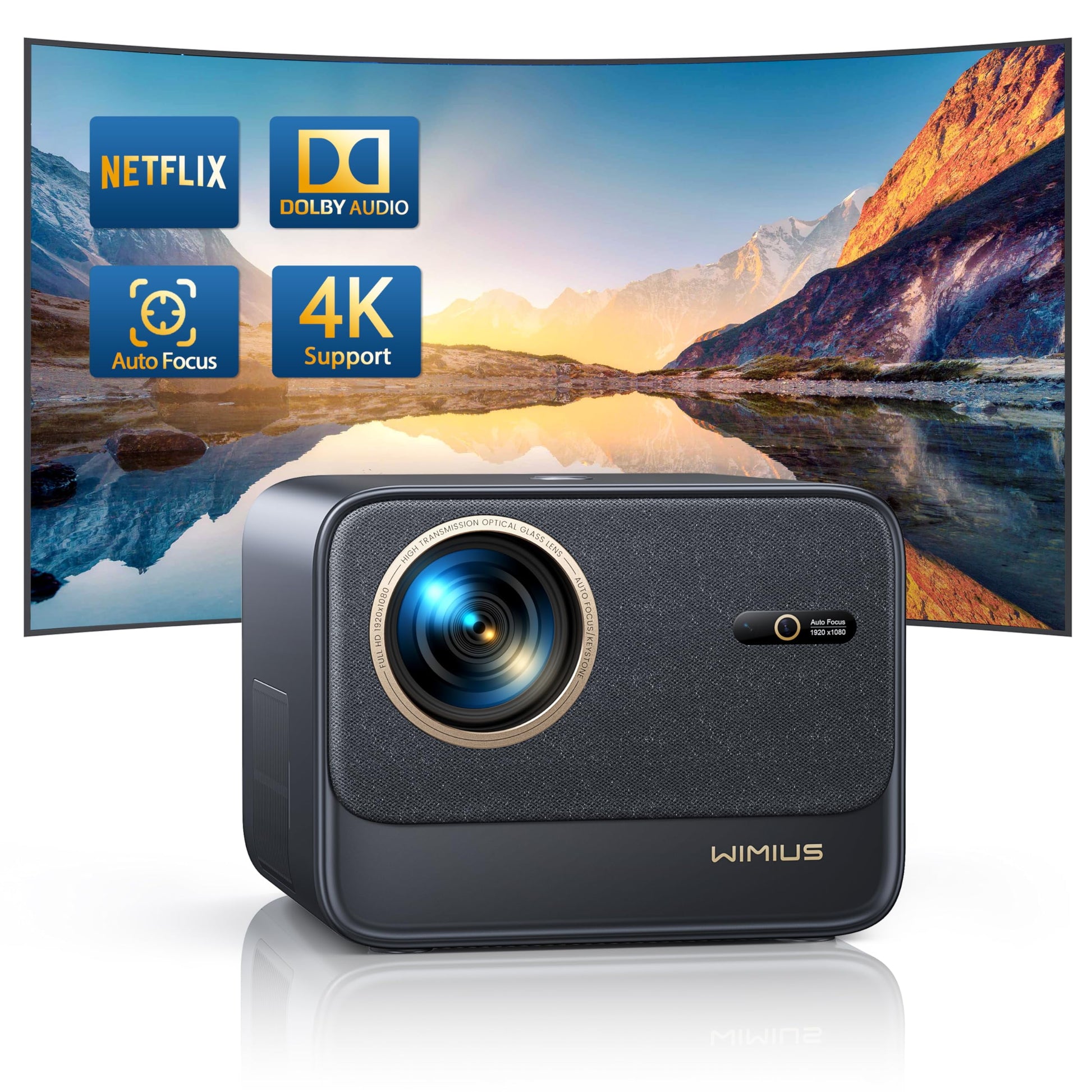 [Netflix Certified & Dolby Audio]  4K Projector with Wifi and Bluetooth, 700ANSI Lumens, Auto Focus & 6D Keystone, Built-In Streaming Apps, Outdoor & Home Theater Movies