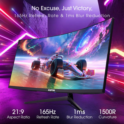 New 34-Inch Curved Gaming Monitor 3440 X 1440 180Hz DP HDMI Build-In Speakers 2026