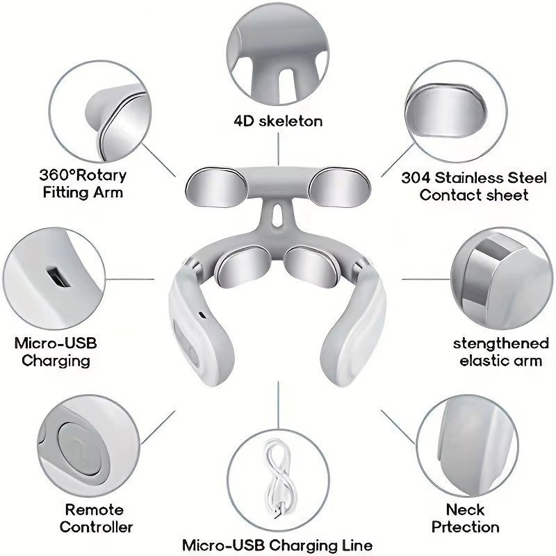 Portable Neck Massager for Neck Pain, Intelligent Portable Neck Massager with Heat Function, USB Charging Neck Relax Massager