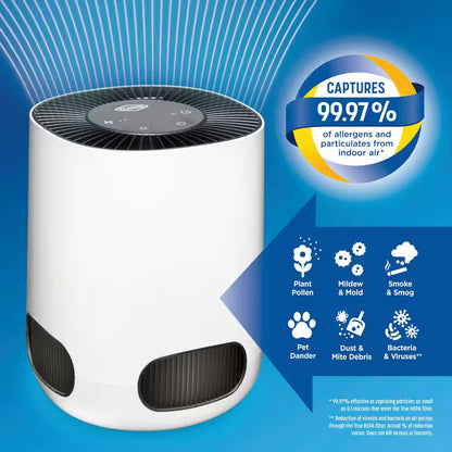 Tabletop Smart 200 Sq. Ft. True HEPA Air Purifier in White