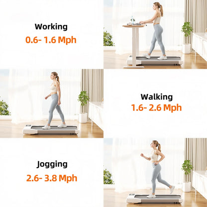 Walking Pad 300Lb,Under Desk Treadmillwith Remote Control ,2 in 1 Portable Walking Pad Treadmill for Home/Office/Exercise/Fitness Workout(White)