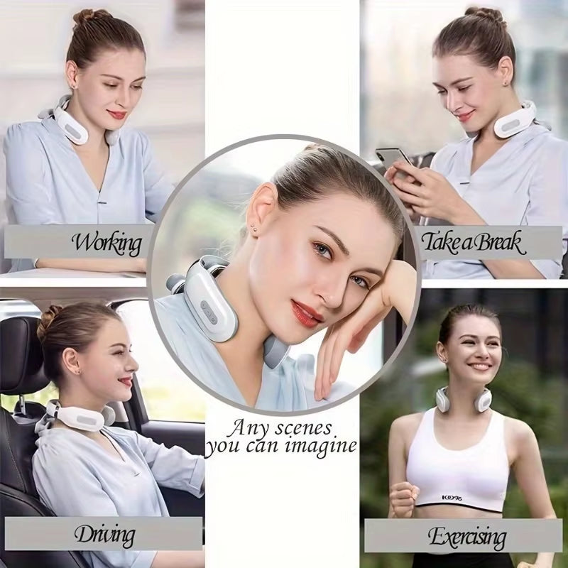 Portable Neck Massager for Neck Pain, Intelligent Portable Neck Massager with Heat Function, USB Charging Neck Relax Massager