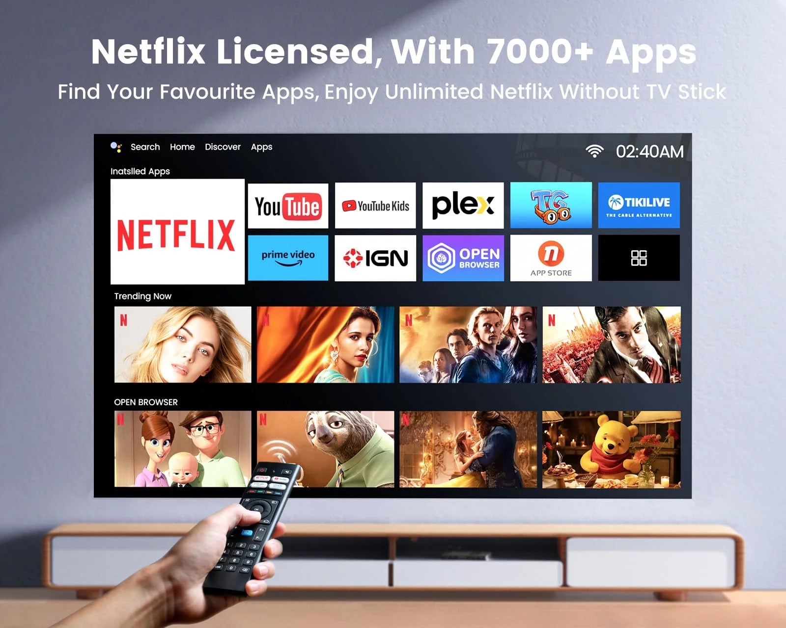 [Netflix Certified & Dolby Audio]  4K Projector with Wifi and Bluetooth, 700ANSI Lumens, Auto Focus & 6D Keystone, Built-In Streaming Apps, Outdoor & Home Theater Movies