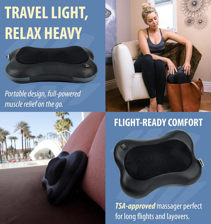 Shiatsu Back and Neck Massager with Heat - 3D Electric Kneading Deep Tissue Massage Pillow for Muscle Pain Relief, Black, ZMA-13