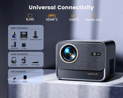 [Netflix Certified & Dolby Audio]  4K Projector with Wifi and Bluetooth, 700ANSI Lumens, Auto Focus & 6D Keystone, Built-In Streaming Apps, Outdoor & Home Theater Movies