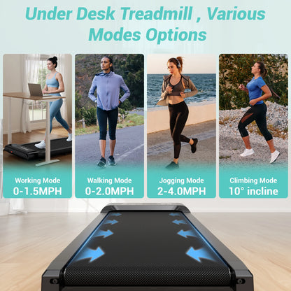 Walking Pad with 10% Incline,Walking Pad Treadmill for Home Office,2.5 HP under Desk Treadmill with LED Display & Remote,265 Lbs Capacity
