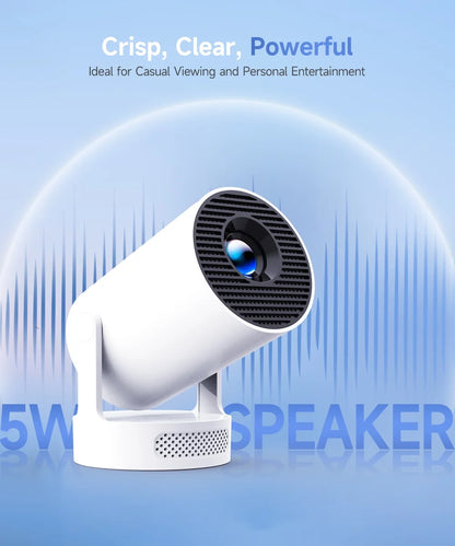 Projector, 4K 1080P Support with Wifi 6 & BT 5.4, 5W Soundbase Speaker, Auto Keystone, Mini Projector Portable for Home & Outdoor Movies Hy300Pro+