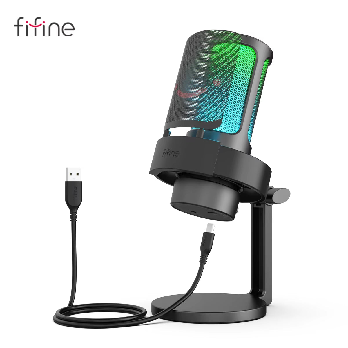 USB Microphone for Recording and Streaming on PC and Mac,Headphone Output and Touch-Mute Button,Mic with 3 RGB Modes -A8