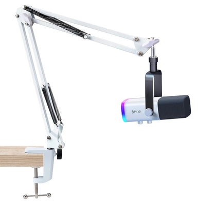 White Boom Arm for Fifine AM8 - Mic Arm Compatible with Fifine Microphone
